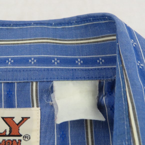 Vintage Western Short Sleeve Shirt - Blue and Yellow Stripes by Ely - Men's XL - Picture 10 of 10
